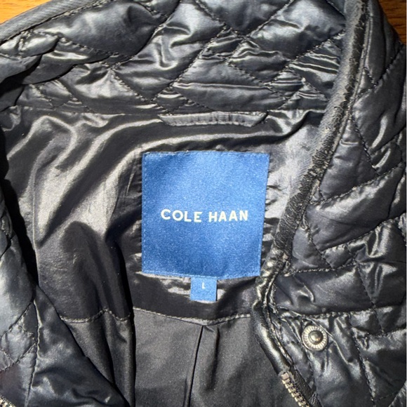Cole Haan Black Quilted Trench Coat - Picture 2 of 4